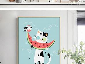 小猫吃瓜画